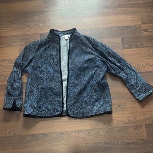 Liz Claiborne Denim Print Jacket Blue Black XXL